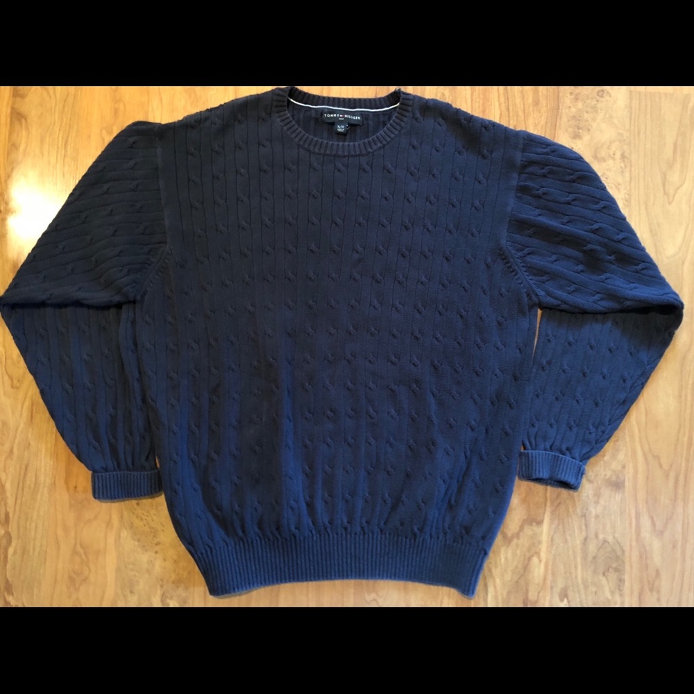 Tommy Hilfiger Golf Men's Cable Knit Blue Sweater
